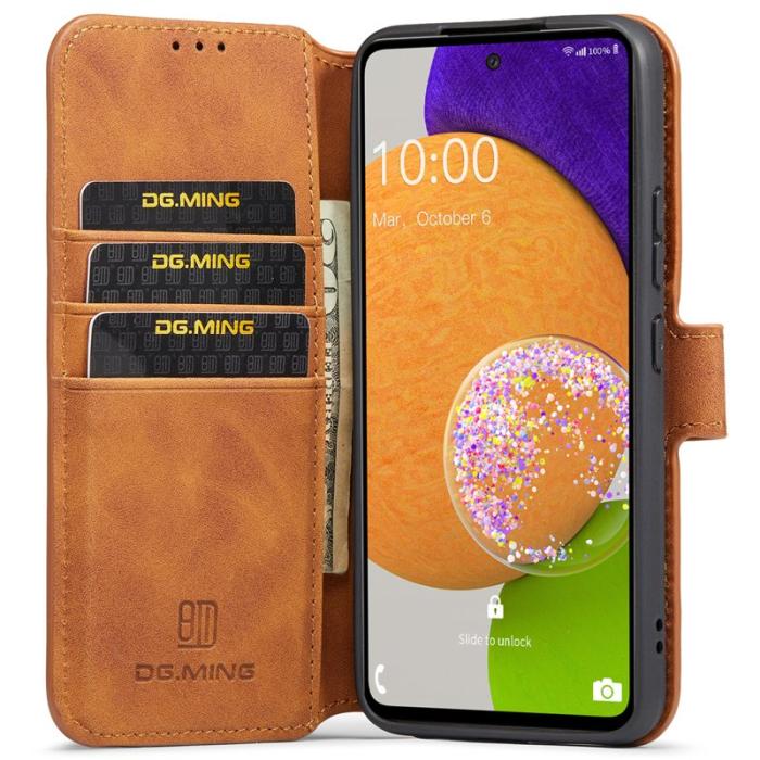 DG.MING - DG.MING Stand Samsung Galaxy A53 5G Konstläder Plånboksfodral Brun