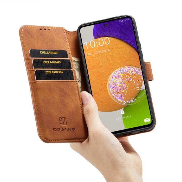 DG.MING - DG.MING Stand Samsung Galaxy A53 5G Konstläder Plånboksfodral Brun