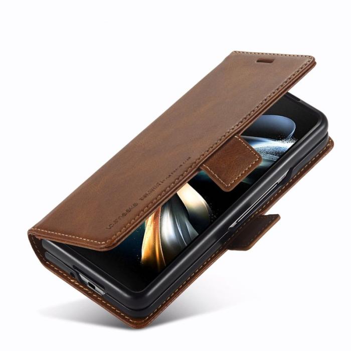 LC.imeeke - LC.IMEEKE för Samsung Galaxy Z Fold3 5G Plånboksfodral Konstläder - Brun