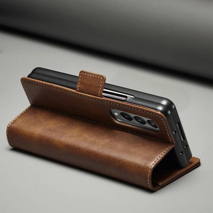LC.imeeke - LC.IMEEKE för Samsung Galaxy Z Fold3 5G Plånboksfodral Konstläder - Brun