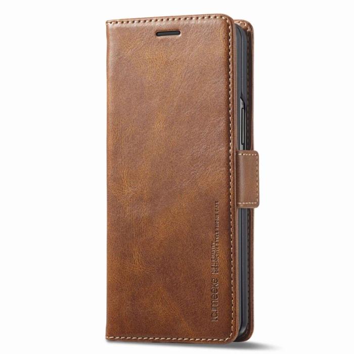 LC.imeeke - LC.IMEEKE för Samsung Galaxy Z Fold3 5G Plånboksfodral Konstläder - Brun