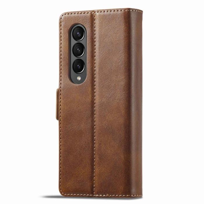 LC.imeeke - LC.IMEEKE för Samsung Galaxy Z Fold3 5G Plånboksfodral Konstläder - Brun