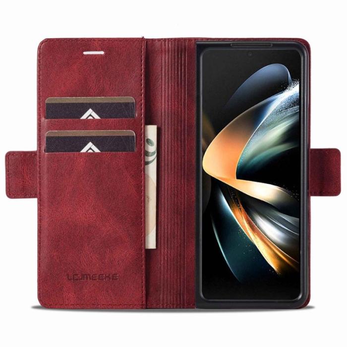 LC.imeeke - LC.IMEEKE för Samsung Galaxy Z Fold3 5G Plånboksfodral Konstläder - Röd