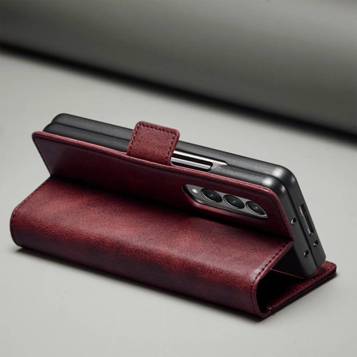 LC.imeeke - LC.IMEEKE för Samsung Galaxy Z Fold3 5G Plånboksfodral Konstläder - Röd