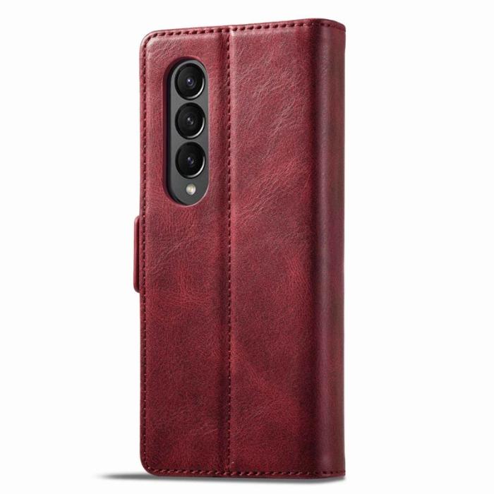 LC.imeeke - LC.IMEEKE för Samsung Galaxy Z Fold3 5G Plånboksfodral Konstläder - Röd