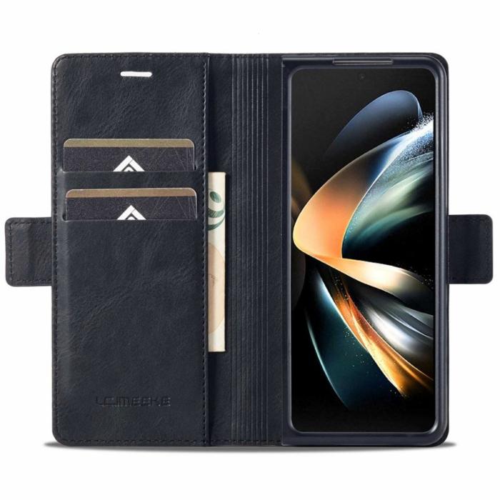LC.imeeke - LC.IMEEKE för Mobilskal till Samsung Galaxy Z Fold3 5G KonstLäder - Svart