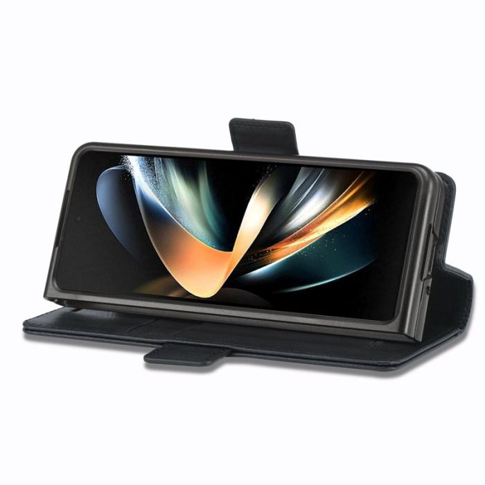 LC.imeeke - LC.IMEEKE för Mobilskal till Samsung Galaxy Z Fold3 5G KonstLäder - Svart