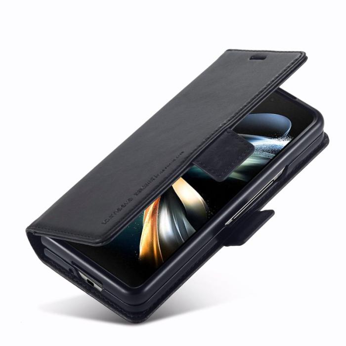 LC.imeeke - LC.IMEEKE för Mobilskal till Samsung Galaxy Z Fold3 5G KonstLäder - Svart