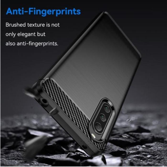 A-One Brand - Sony Xperia 10 V Mobilskal Carbon Fiber - Svart