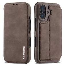 LC.imeeke - LC.IMEEKE iPhone 16 Plus Fodral Card Holder KonstL&auml;der - Brun