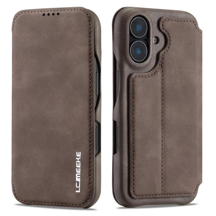 LC.imeeke - LC.IMEEKE iPhone 16 Plus Fodral Card Holder KonstLäder - Brun