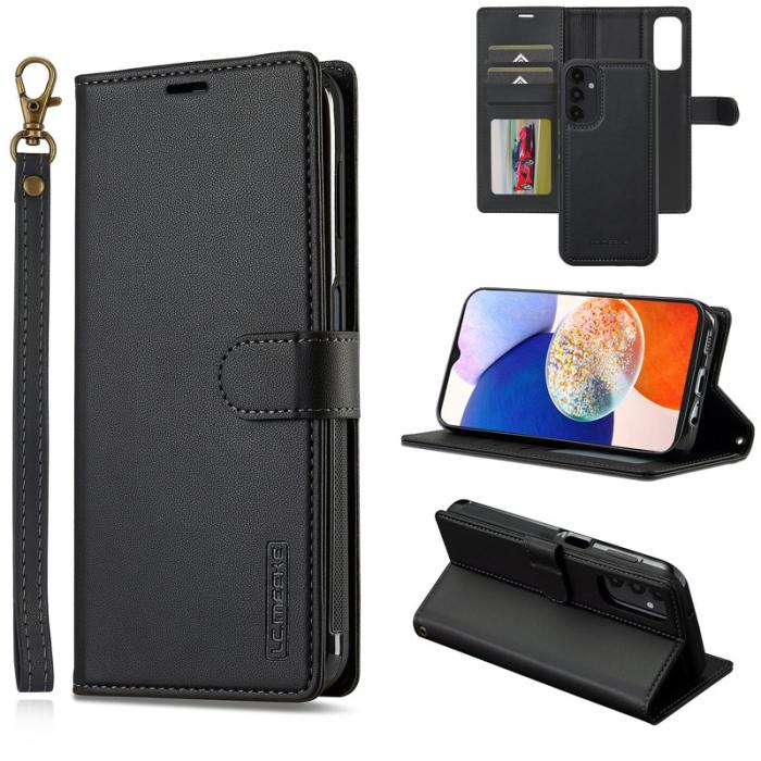 LC.imeeke - LC.IMEEKE L2 Series Samsung Galaxy A34 5G Plånboksfodral Konstläder - Svart
