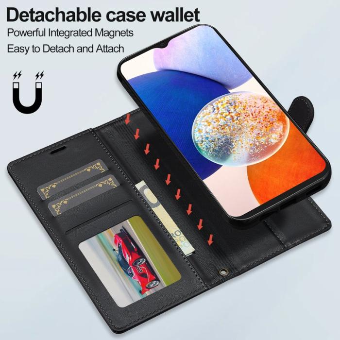 LC.imeeke - LC.IMEEKE L2 Series Samsung Galaxy A34 5G Plånboksfodral Konstläder - Svart