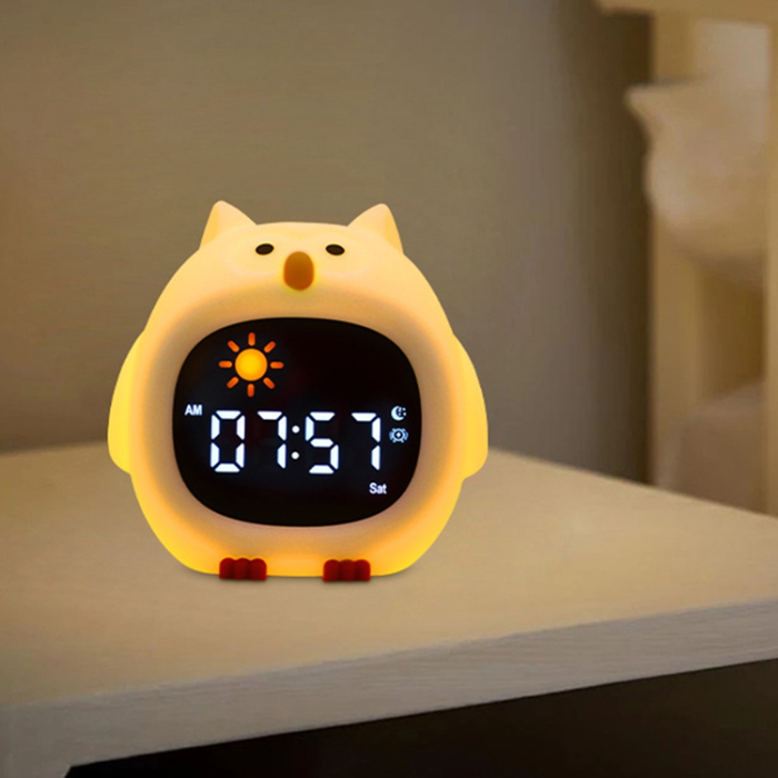 OEM - Väckarklocka med Nattlampa Cartoon Owl Tappkontroll JL-825