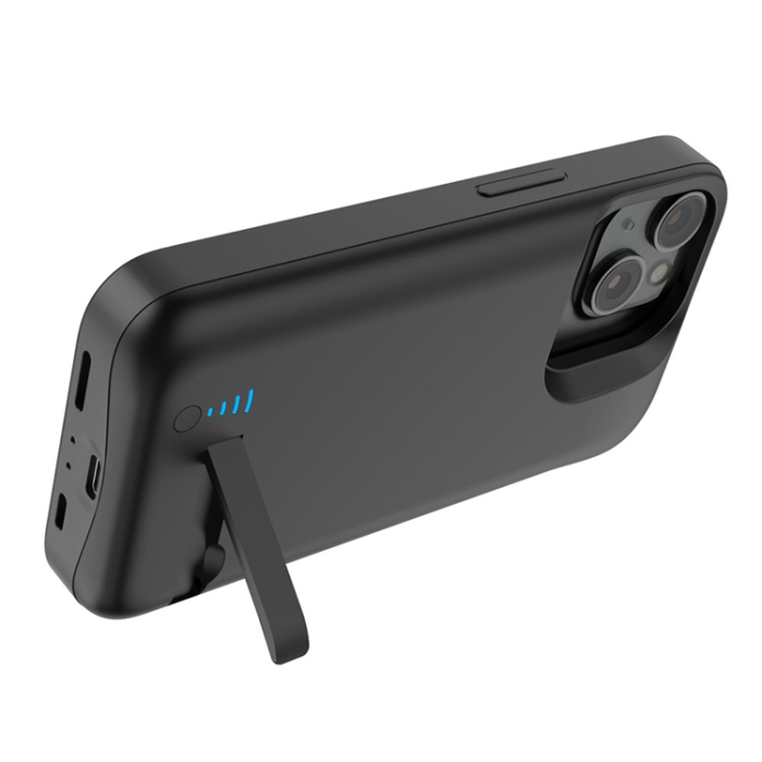 A-One Brand - iPhone 15 Plus Batteriskal Kickstand 6000mAh - Svart