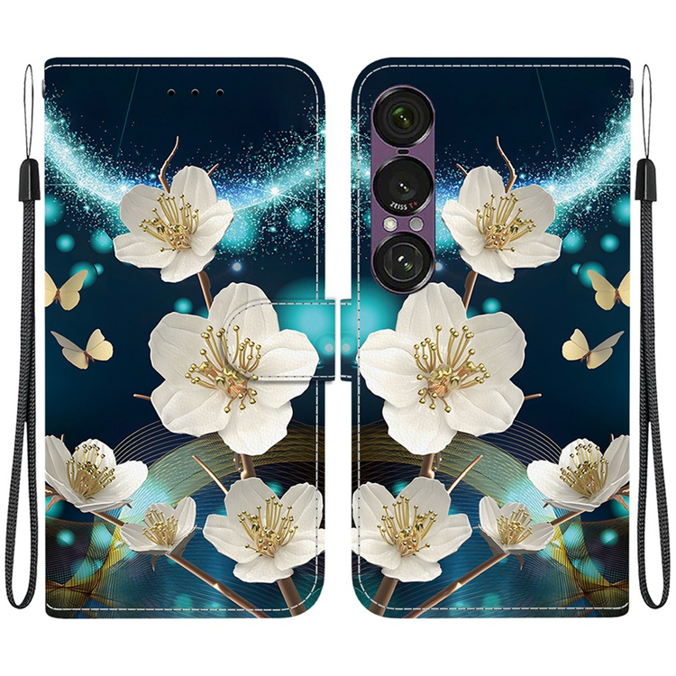 Sony Xperia 1 VII Plånboksfodral med Lanyard Printing - Magnolia | 2353 | AlltMobil