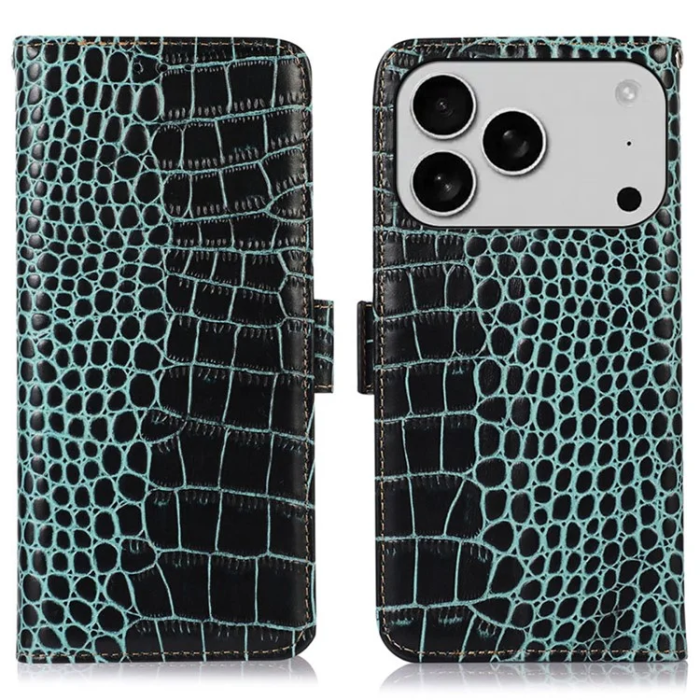 A-One Brand - iPhone 17 Pro Max Plånboksfodral Äkta läder Crocodile Texture