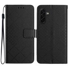 OEM - Samsung Galaxy S26 Fodral Imprint Konstl&auml;der Flip Folio - Svart