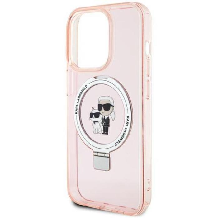 KARL LAGERFELD - KARL LAGERFELD iPhone 15 Mobilskal MagSafe Ringställ - Rosa