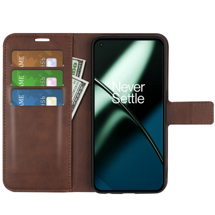 OEM - OnePlus 11 5G Plånboksfodral Calf Texture Flip - Coffee