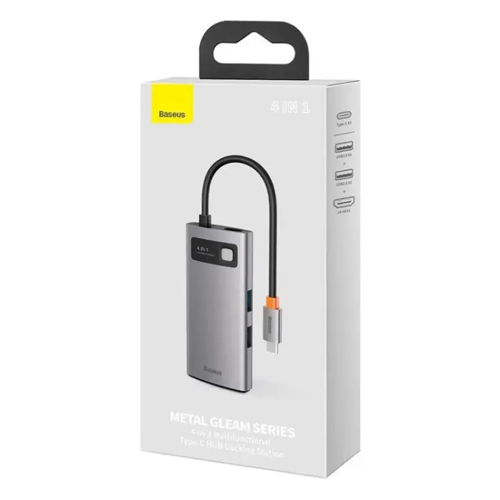 BASEUS - Baseus 4in1 Multifunktionell HUB USB-C 100 W - Grå