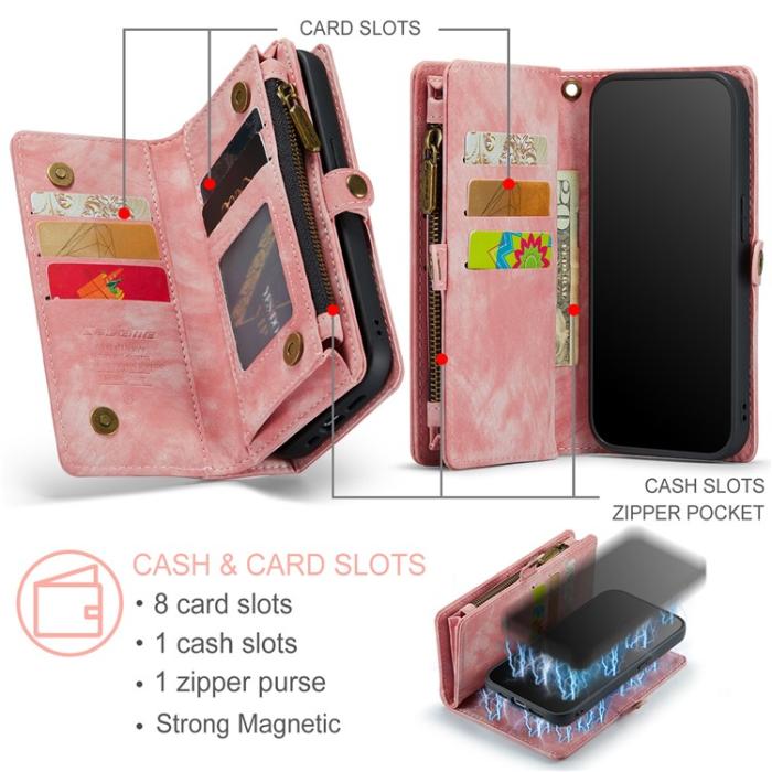 Caseme - CASEME iPhone 15 Pro Plånboksfodral 008 Detachable - Rosa