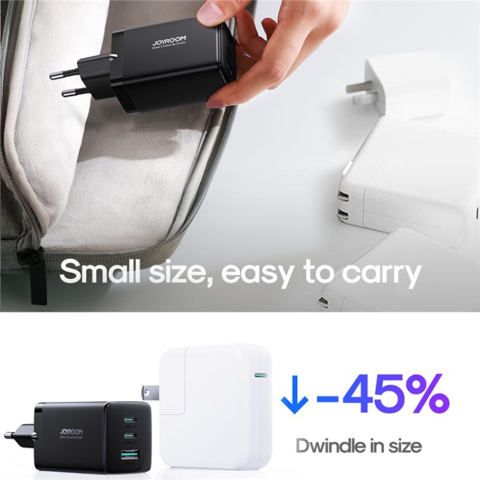 Joyroom - JOYROOM Snabbladdare 65W 2x USB-C/USB-A Kabel USB-C 1.2m EU