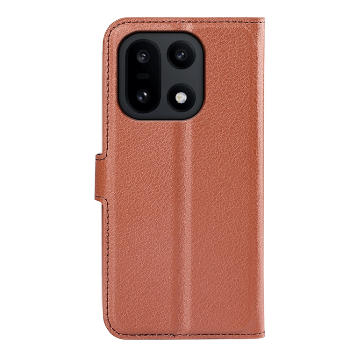 Amorus - AMORUS OnePlus 15 Plånboksfodral Litchi Shockproof - Brun