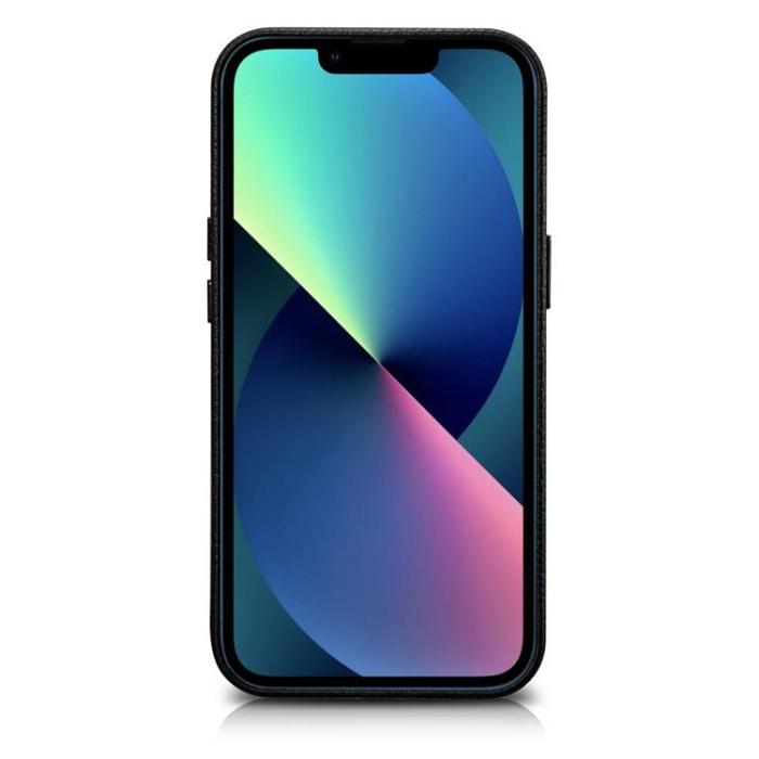 ICARER - iCarer iPhone 14 Plus Skal Magsafe Äkta Läder Litchi Premium - Svart