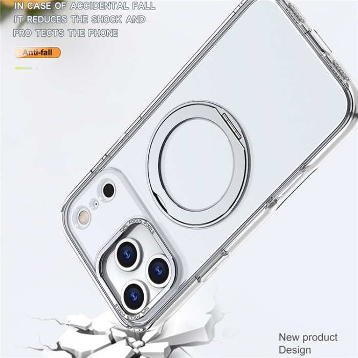 A-One Brand - iPhone 17 Pro Mobilskal MagSafe TPU + Acrylic Kickstand - Clear