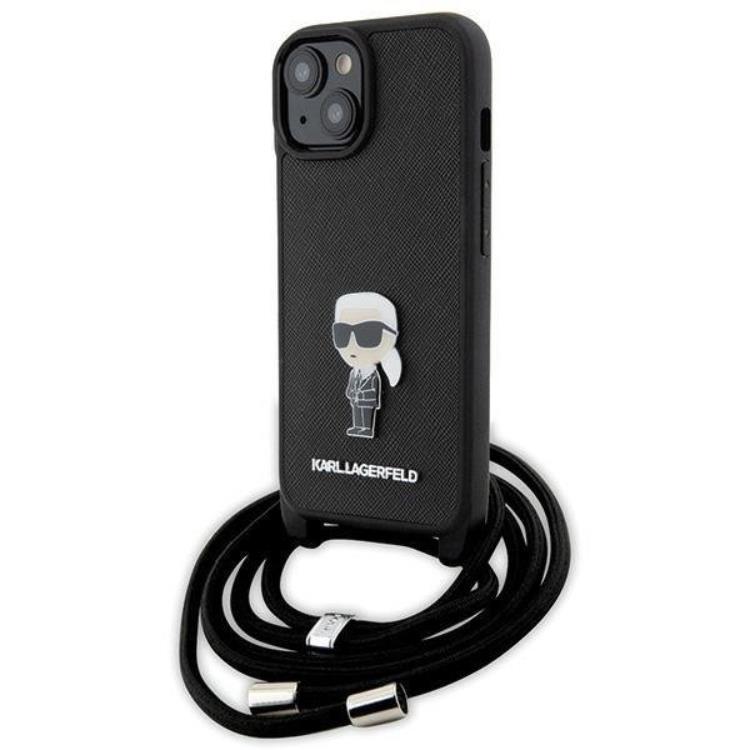 KARL LAGERFELD iPhone 15 Halsbandsskal Monogram Metal Pin - Svart | 2353 | AlltMobil
