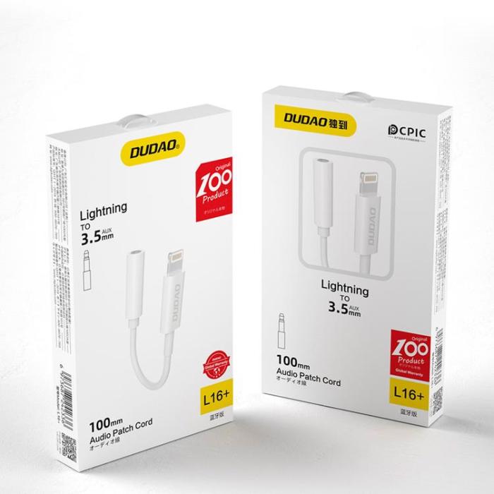 UTGATT1 - Dudao Adapter Lightning Till 3.5mm Mini Jack - Vit