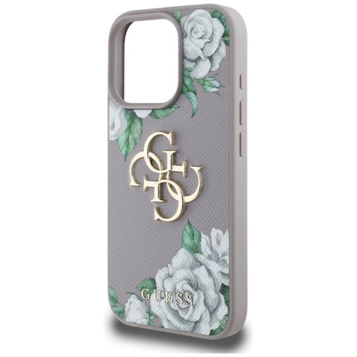 Guess - Guess iPhone 16 Pro Max Mobilskal Grained Roses Big 4G logo