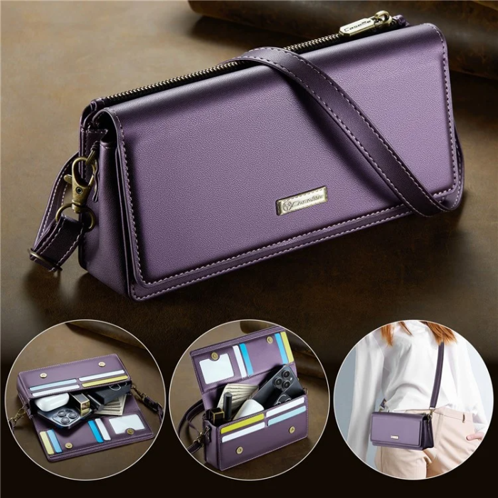 Caseme - CASEME Crossbody Väska RFID Blocking Me30 Max Läder - Lila