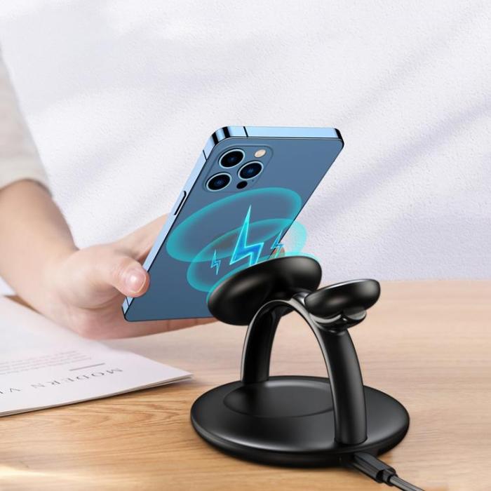 Choetech - Choetech 3-in-1 Trådlös Laddare iPhone, Apple Watch, AirPods - Svart