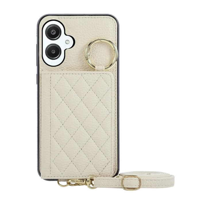 A-One Brand - Galaxy A06 4G / 5G Mobilskal Korthållare Kickstand Rhombus - Beige