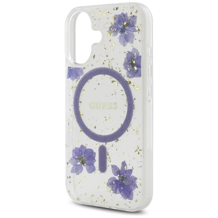 Guess - Guess iPhone 16 Mobilskal MagSafe Resin Flowers - Lila