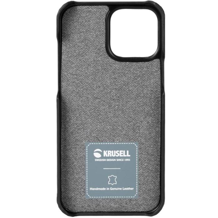 Krusell - Krusell iPhone 13 Pro Skal Korthållare Äkta Läder - Svart
