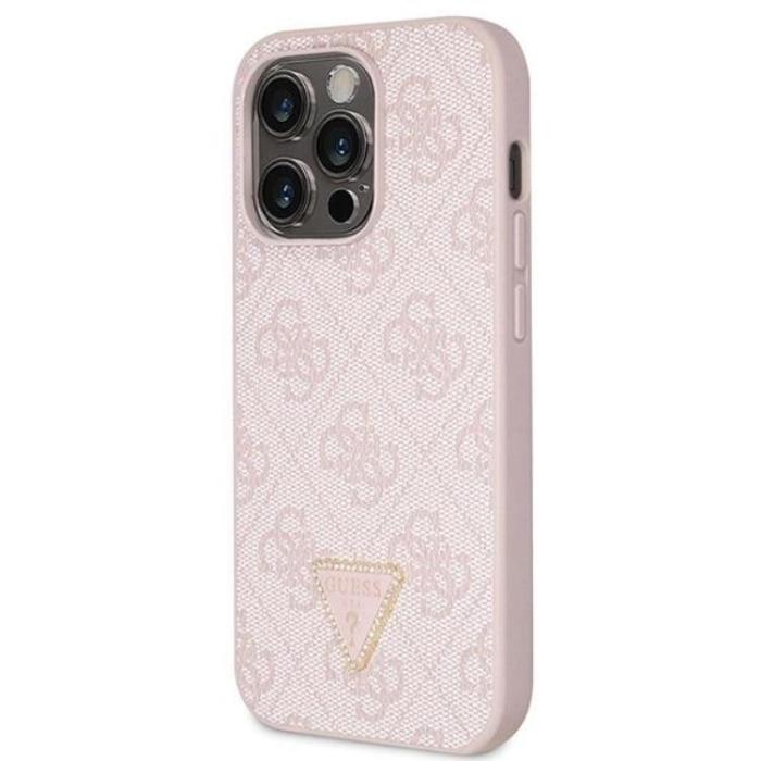 Guess - Guess iPhone 14 Pro Max Mobilskal Crossbody Metall Logo - Rosa