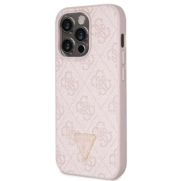 Guess - Guess iPhone 14 Pro Max Mobilskal Crossbody Metall Logo - Rosa