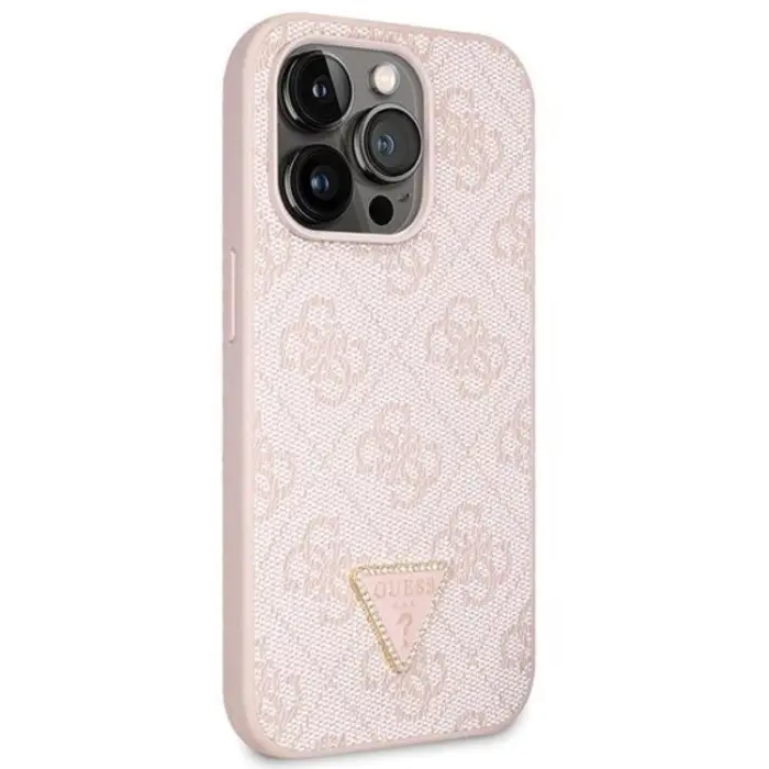 Guess - Guess iPhone 14 Pro Max Mobilskal Crossbody Metall Logo - Rosa