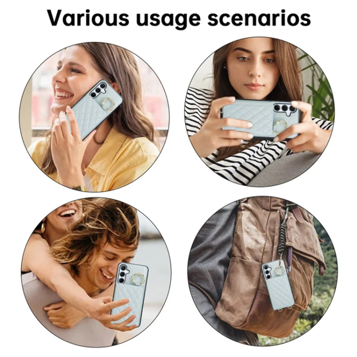 A-One Brand - Galaxy A17 5G/4G Mobilskal Korthållare Kickstand Rhombus - Blå