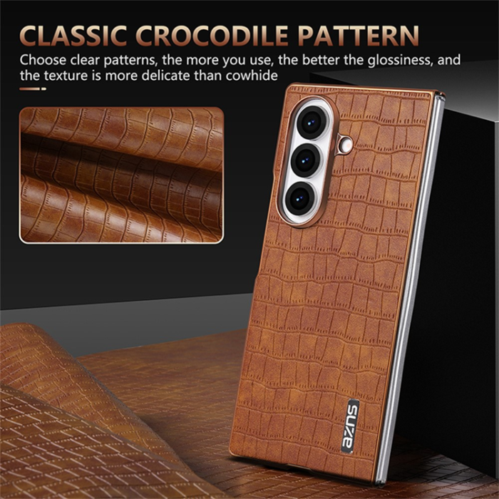 AZNS - AZNS Galaxy Z Fold 7 Mobilskal Crocodile Texture - Brun