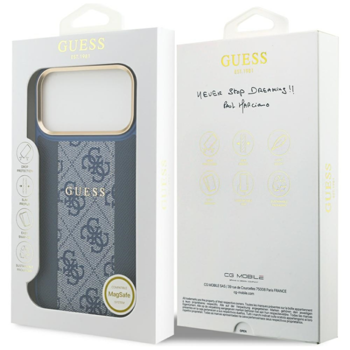 Guess - Guess iPhone 17 Pro Max Mobilskal Magsafe Stripe - Blå