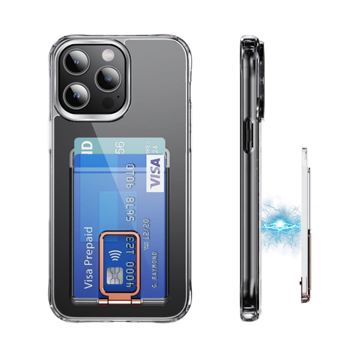 A-One Brand - Universal Magnetisk Mobil Korthållare med Kickstand RFID Transparent