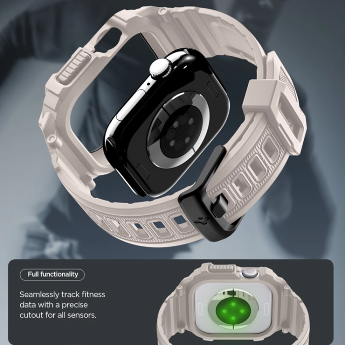 Spigen - Spigen Apple Watch 10/11 (46mm) Armband Rugged Armor Pro - Beige