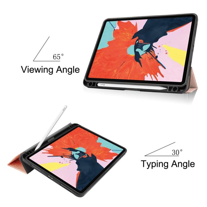 UTGATT1 - Fodral iPad Air 10.9 (2020) med Pennhållare Litchi Skin - Roséguld