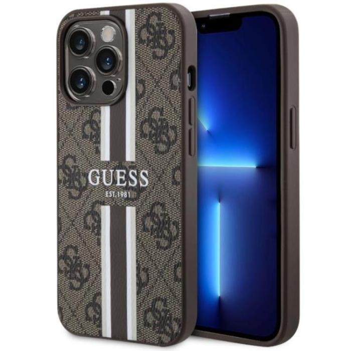 Guess - Guess iPhone 13 Pro/13 Mobilskal MagSafe Printed Stripes - Brun
