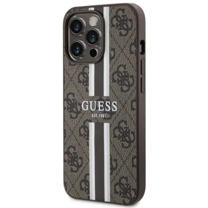 Guess - Guess iPhone 13 Pro/13 Mobilskal MagSafe Printed Stripes - Brun