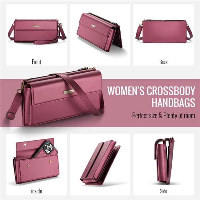 Caseme - CASEME Me20 Crossbody Väska 4.0-7.6'' Läder - VinRöd